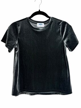 Old Navy Grey Velvet Short Sleeve Tee